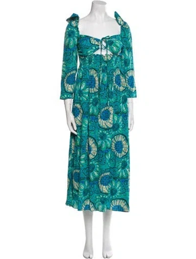 Pre-owned Rhode Paisley Print Long Dress In Blue