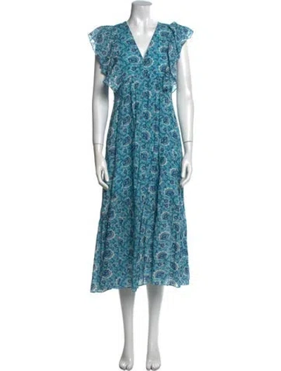Pre-owned Rhode Paisley Print Long Dress In Blue