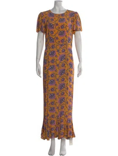 Pre-owned Rhode Paisley Print Long Dress In Orange
