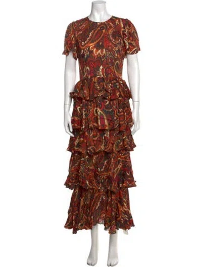 Pre-owned Rhode Paisley Print Long Dress In Orange