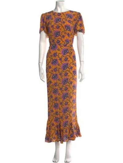 Pre-owned Rhode Paisley Print Long Dress In Orange