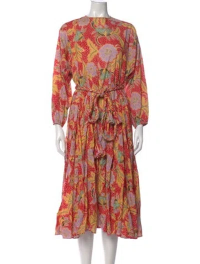 Pre-owned Rhode Paisley Print Long Dress In Red