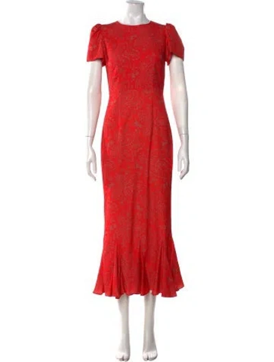 Pre-owned Rhode Paisley Print Long Dress In Red