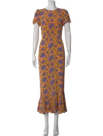 Pre-owned Rhode Paisley Print Long Dress W/ Tags In Orange