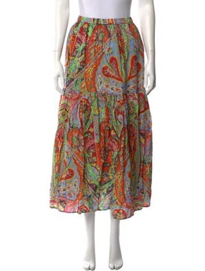 Pre-owned Rhode Paisley Print Long Skirt In Red