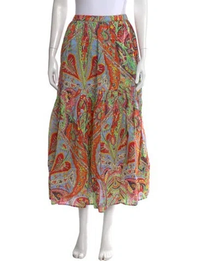 Pre-owned Rhode Paisley Print Long Skirt W/ Tags In Red