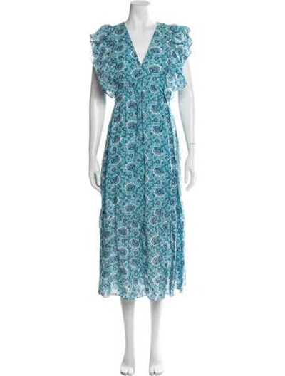 Pre-owned Rhode Paisley Print Midi Length Dress In Blue