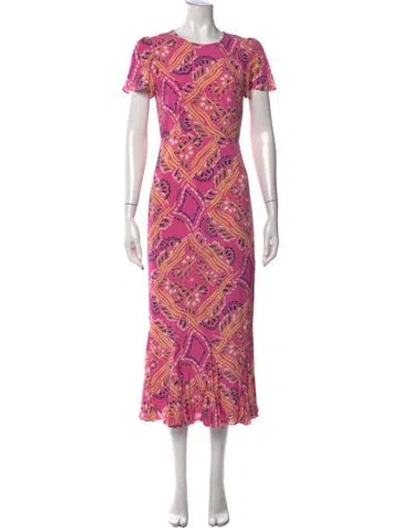Pre-owned Rhode Paisley Print Midi Length Dress In Pink