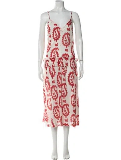 Pre-owned Rhode Paisley Print Midi Length Dress In Red