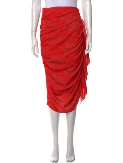 Pre-owned Rhode Paisley Print Midi Length Skirt In Red