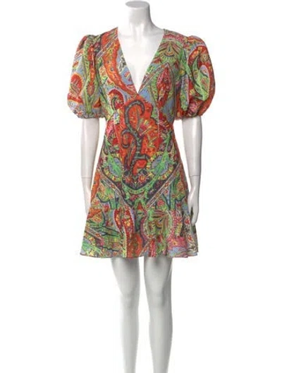 Pre-owned Rhode Paisley Print Mini Dress In Green
