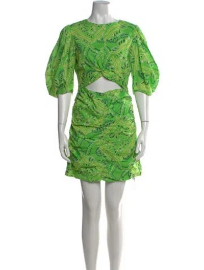 Pre-owned Rhode Paisley Print Mini Dress In Green