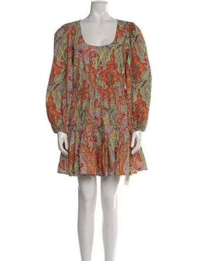 Pre-owned Rhode Paisley Print Mini Dress In Orange