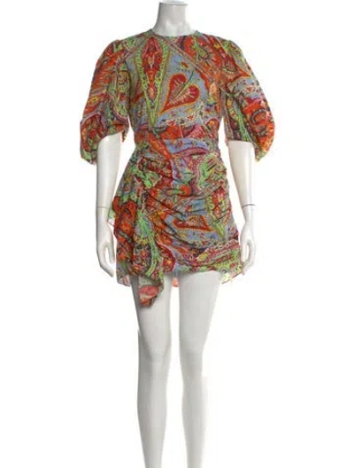 Pre-owned Rhode Paisley Print Mini Dress In Orange