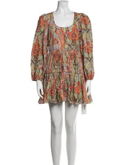 Pre-owned Rhode Paisley Print Mini Dress In Orange