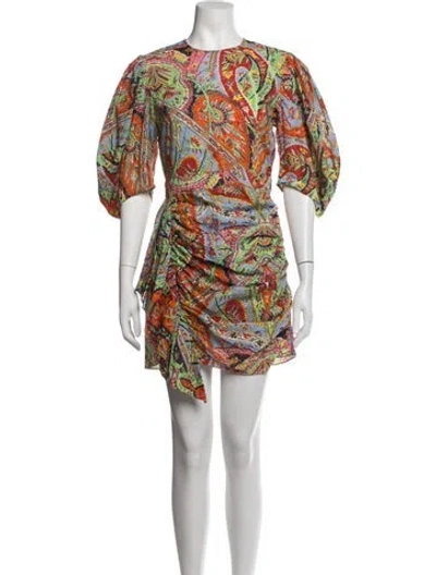 Pre-owned Rhode Paisley Print Mini Dress In Orange