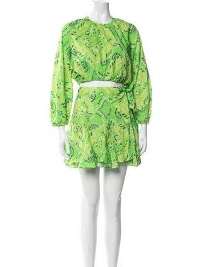 Pre-owned Rhode Paisley Print Skirt Set In Green
