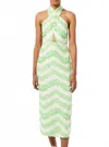 Rhode Paolo Dress In Watercolor Zig Zag In Green