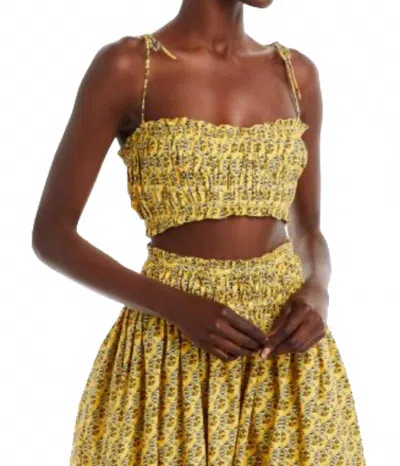 Rhode Pari Cropped Bandeau Top In Yejawahat Garden Golden Mini In Yellow