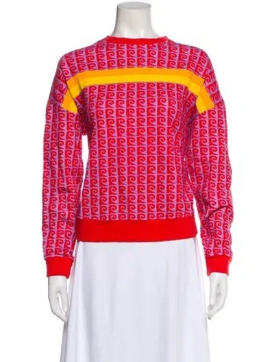 Pre-owned Rhode Patterned Crew Neck Sweatshirt In Red