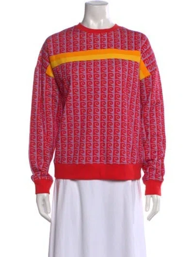 Pre-owned Rhode Patterned Crew Neck Sweatshirt In Red