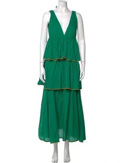 Pre-owned Rhode Patterned Long Dress In Green