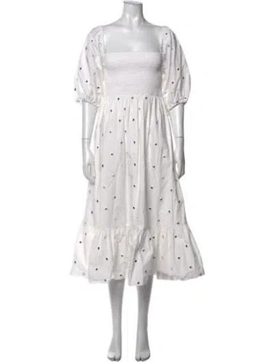 Pre-owned Rhode Patterned Midi Length Dress In White