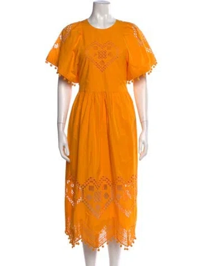 Pre-owned Rhode Patterned Midi Length Dress In Yellow