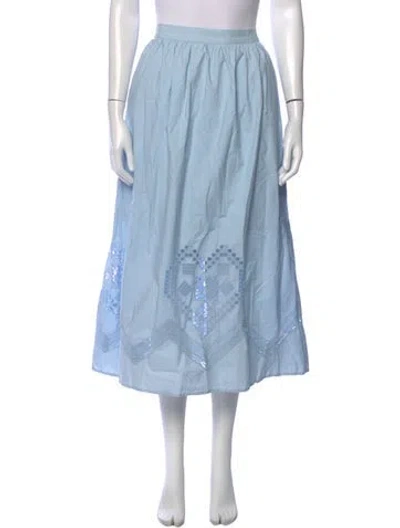 Pre-owned Rhode Patterned Midi Length Skirt In Blue