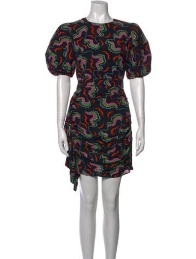 Pre-owned Rhode Patterned Mini Dress In Black