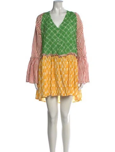 Pre-owned Rhode Patterned Mini Dress In Green