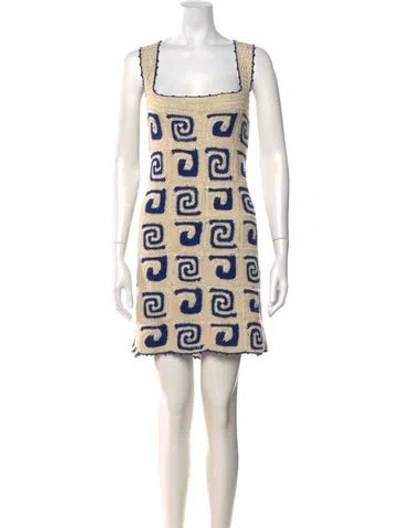 Pre-owned Rhode Patterned Mini Dress In Neutrals