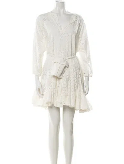 Pre-owned Rhode Patterned Mini Dress In White