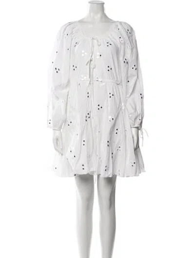 Pre-owned Rhode Patterned Mini Dress In White