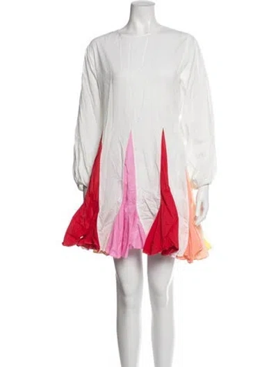 Pre-owned Rhode Patterned Mini Dress In White