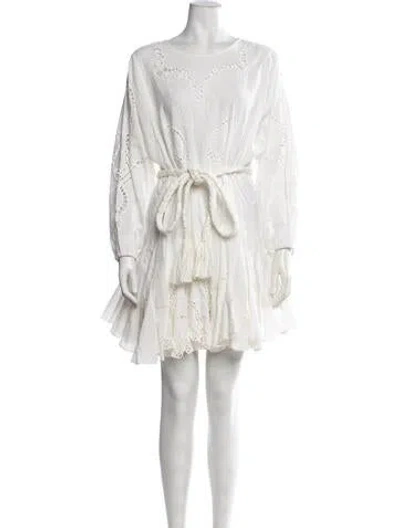 Pre-owned Rhode Patterned Mini Dress In White