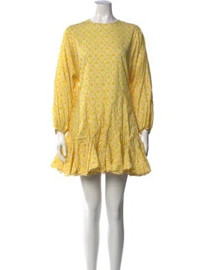 Pre-owned Rhode Patterned Mini Dress In Yellow