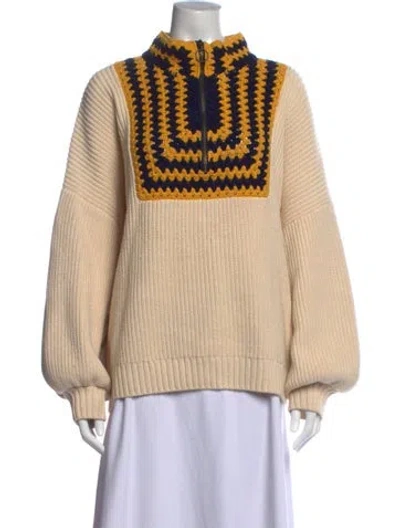 Pre-owned Rhode Patterned Mock Neck Sweater In Neutral