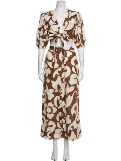 Pre-owned Rhode Patterned Pant Set In Brown