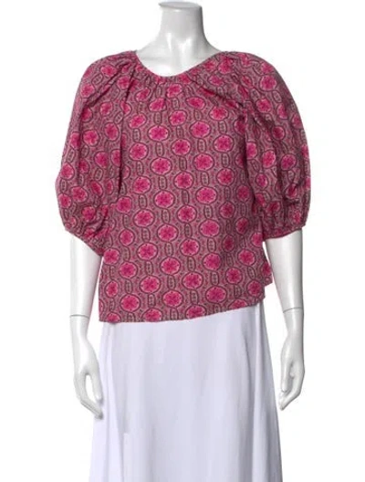 Pre-owned Rhode Patterned Scoop Neck Blouse In Pink