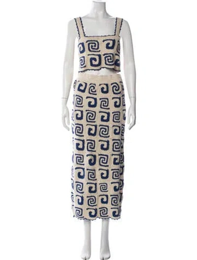 Pre-owned Rhode Patterned Skirt Set In Blue