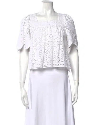 Pre-owned Rhode Patterned Square Neckline Top In White