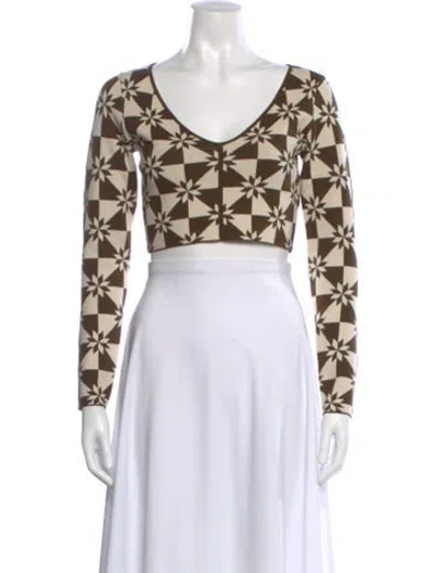 Pre-owned Rhode Patterned V-neck Crop Top In Multi