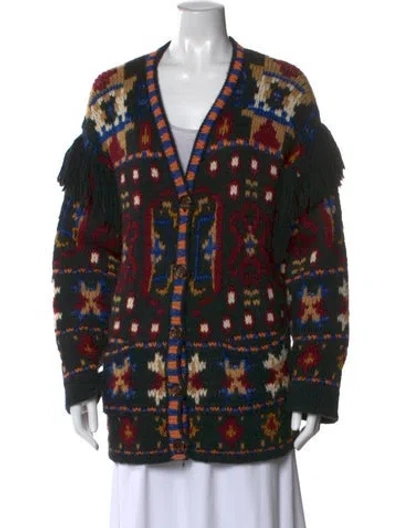 Pre-owned Rhode Patterned V-neck Sweater In Black