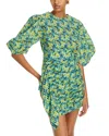 Rhode Pia Floral Print Cotton Mini Dress In Blue Rio F