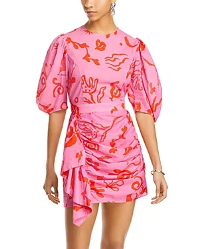 Rhode Pia Floral Print Cotton Mini Dress In Pink