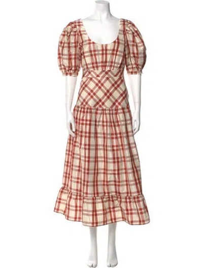 Pre-owned Rhode Plaid Print Long Dress In Multi