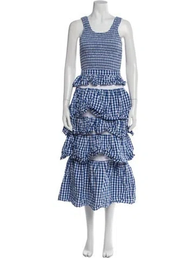 Pre-owned Rhode Plaid Print Long Dress In Multi