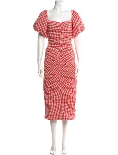 Pre-owned Rhode Plaid Print Long Dress In Multi