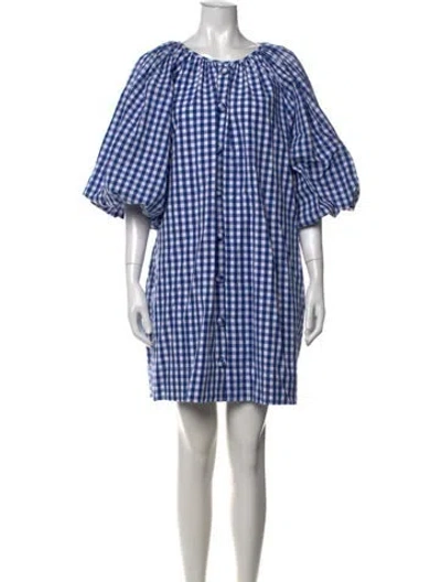 Pre-owned Rhode Plaid Print Mini Dress In Blue/white